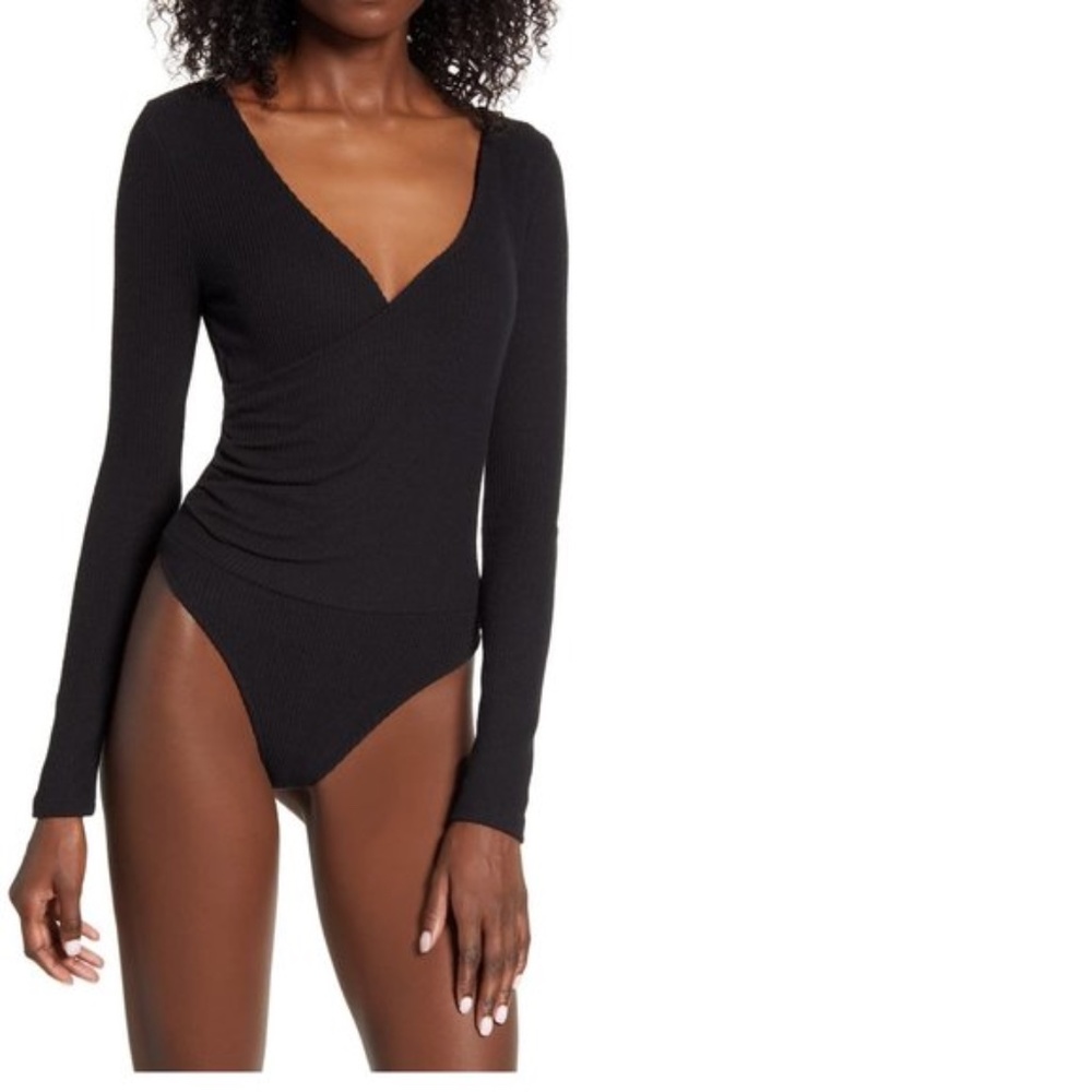 BP. Cozy Ribbed Wrap Bodysuit